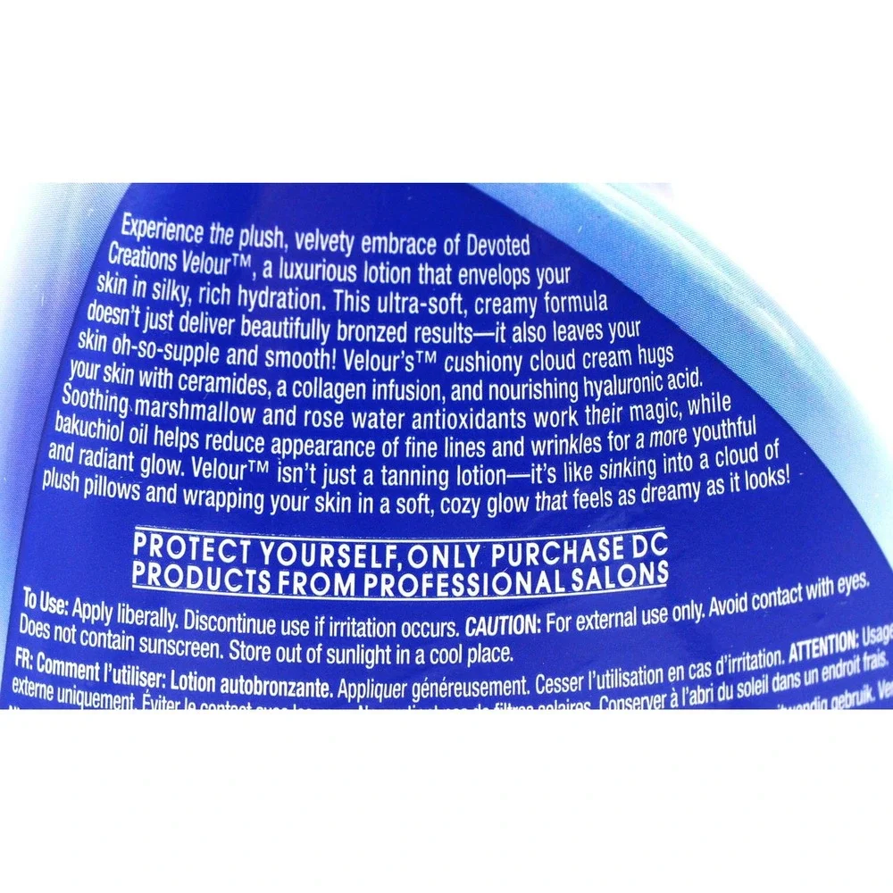 Devoted Creations Velour Dark Tanning Lotion 13.5oz Hydrating Indoor Enhancer